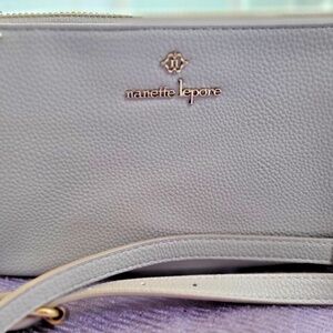 Slim Zip Crossbody Bag Nanette Lepore purse in gray pearl NWT $78 MSRP
